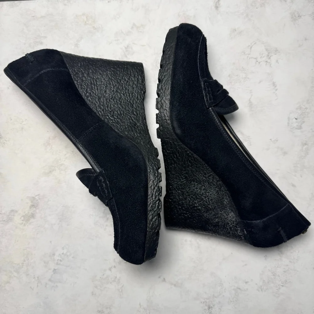Michael Kors Rory Suede Platform Loafer Wedge US 11 Black